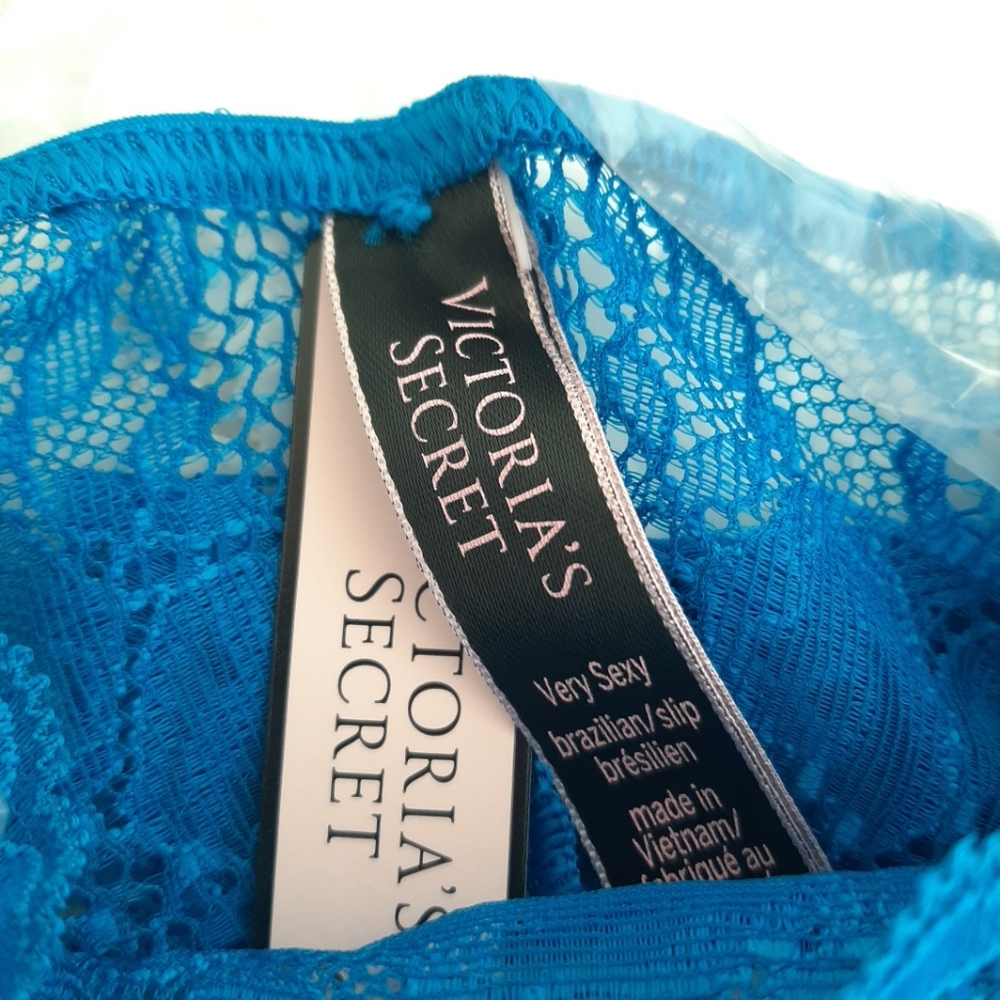 Victoria Secret VERY SEXY Bombshell Shine Strap Brazilian Panty Blue - Picture 4 of 7